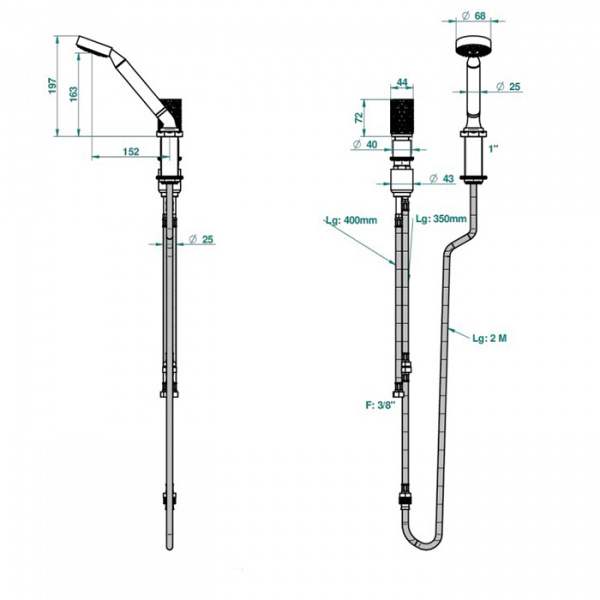 THG Nihal Porcelaine Ivoire Смеситель на борт ванны на 2 отверстия, прогрессивный, с ручным душем, цвет: Soft gold