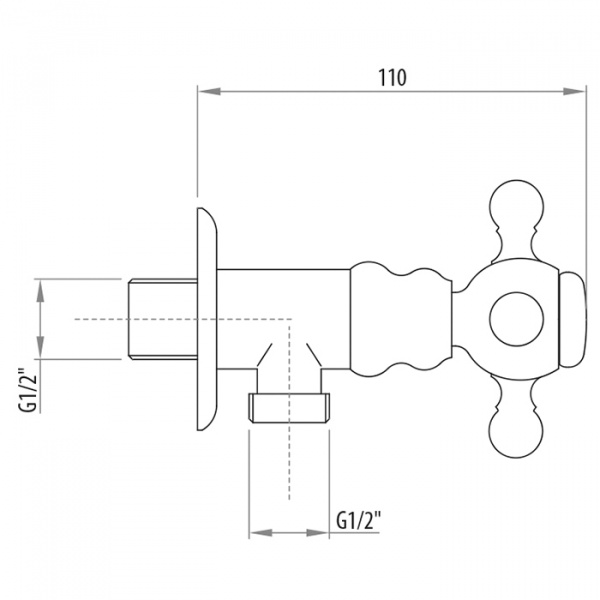 Gattoni Vivaldi Запорный вентиль 1/2*1/2,, цвет: хром