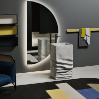 Antonio Lupi Ossimoro Раковина 45х45х85 см, без отв., слив в пол, с сифоном, донным клапаном и гибким шлангом, цвет: мрамор Carrara