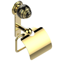 THG Marquise porcelaine noire Держатель для туалетной бумаги с крышкой, подвесной, цвет: золото/черный фарфор