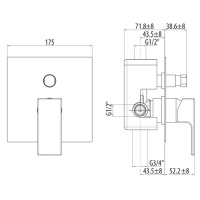 Gattoni Kubik Смеситель для душа, встраиваемый, 2 выхода (укомплектован GBOX), цвет: bianco opaco