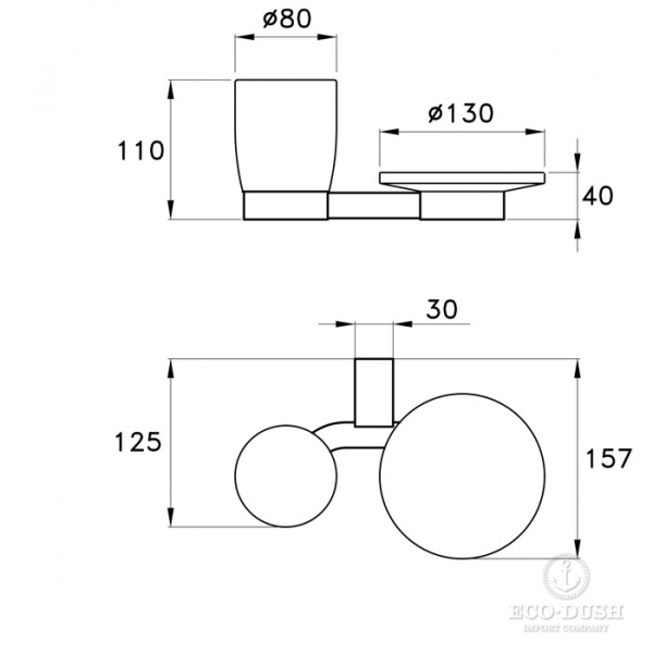 Stella Bamboo Держатель стакана и мыльницы подвесной (без стакана и мыльницы), подвесной, цвет: хром