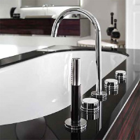 VITAGE milldue edition Ванна отдельностоящая 200х100см, стальная, с сифоном, топ стекло nero, цвет: белый / глянцевый шпон Ebano