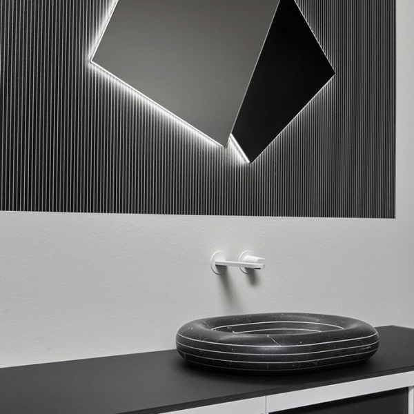 Antonio Lupi Bemade Комплект мебели с тумбами под раковину, раковиной Nero Marquinia, зеркалом с подсветкой, 54 см, цвет: Rovere ardesia