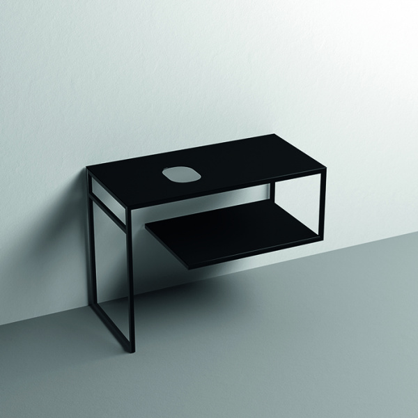 Kerasan Louise Металлическая структура для раковины 100х74см, напольная, с полкой, с 1 отв., с полотенцедержателем, цвет: черный матовый