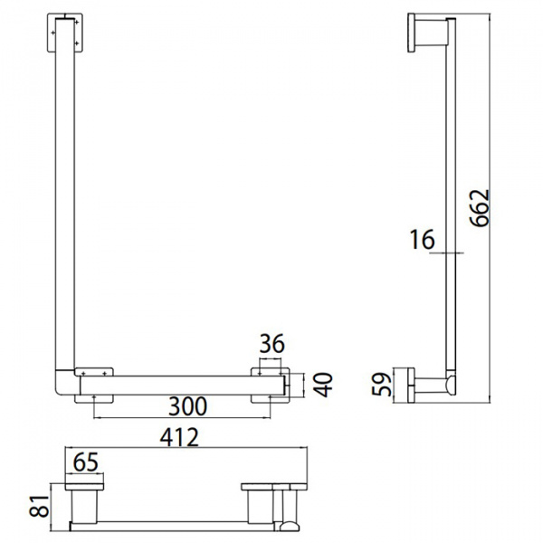 EMCO Loft Поручень изогнутый, правый, 90°, подвесной, цвет: хром