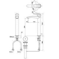 TOTO GM Смеситель для раковины высокий, на1 отв, со сливным клапаном, цвет: хром
