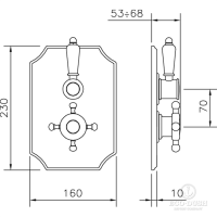 HUBER Victorian Встраиваемый термостатический смеситель для душа c запорным вентилем, цвет: хром