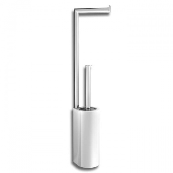 Bertocci Cento Напольная стойка с ершиком и бумагодержателем, цвет: белая керамика/хром