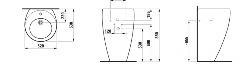 Laufen Alessi One Раковина 53х53х90 см, 1 отв., цвет: белый