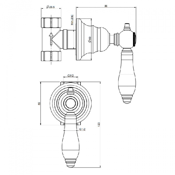 Carlo Frattini Herend Запорный вентиль, внешняя часть, цвет: золото