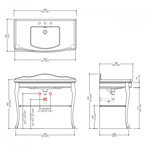 Devon&Devon Jacqueline Декоративная структура с раковиной 109х56см, на 3 отв, цвет: хром/белый мрамор