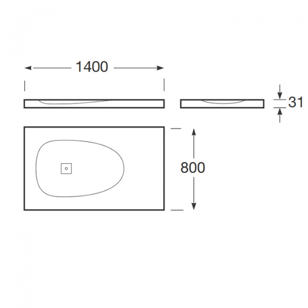 Armani Roca Baia Душевой поддон 140х80х3.1см с боковым сливом, с anti-slip, мат-л: Stonex, цвет: off-white
