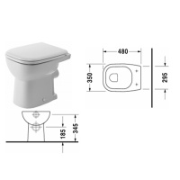 Duravit D-Code Унитаз напольный 48х35см, для независимого подключения воды, включая крепление, слив встену, цвет: белый