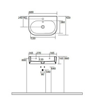 Kerasan Flo Раковина 60х42 см, 1 отв., цвет: белый