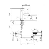 Nicolazzi Olympus Смеситель для биде на 1 отверстие, с донным клапаном, цвет: хром