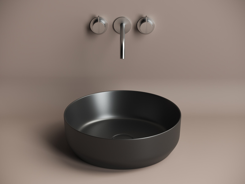 Умывальник чаша накладная круглая (цвет Чёрный Матовый) Element 390*390*120мм Ceramica Nova чёрный матовый CN6022MB