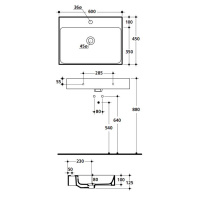 Kerasan Cento Раковина 60х45 см, без отв., подвесная/накладная, цвет: белый