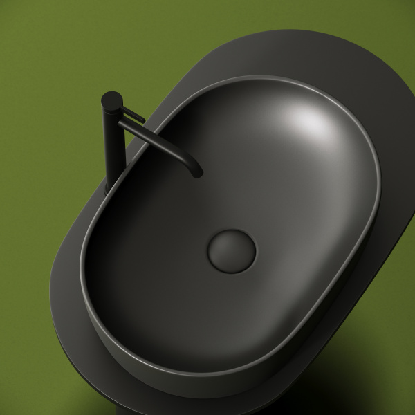 Умывальник чаша накладная овальная (цвет Темный Антрацит Матовый) Element 600*415*135мм Ceramica Nova темный антрацит матовый 