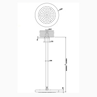 Gessi Goccia Верхний душ для потолочного крепления Ø306мм с инд.высотой (50-1800мм), цвет: хром