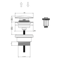 GESSI 316 Донный клапан нажимной “Stop&Go”, для раковин без перелива, цвет: Brushed Brass PVD