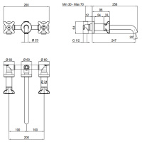 Antonio Lupi Timbro Смеситель для раковины, на 3 отв., излив: 258мм, цвет: хром