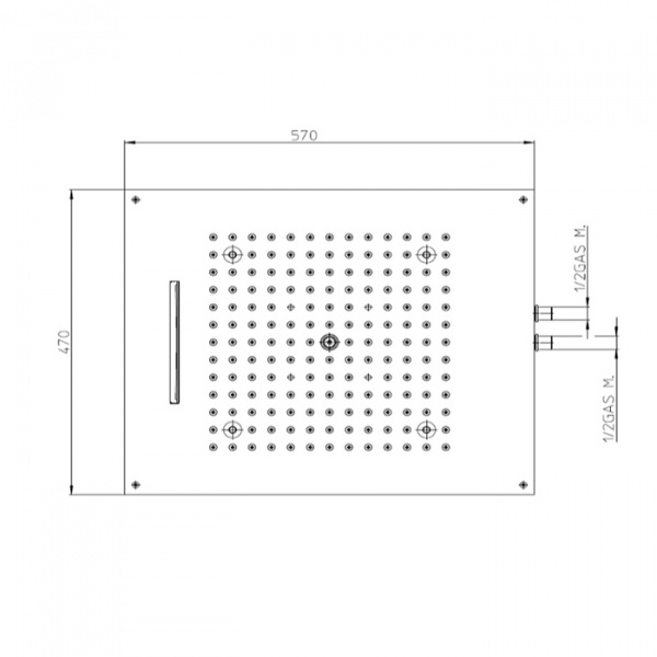 Bossini Dream Верхний душ 57x47см, с 4 LED RGB, 2 режима, потолочный, цвет: хром