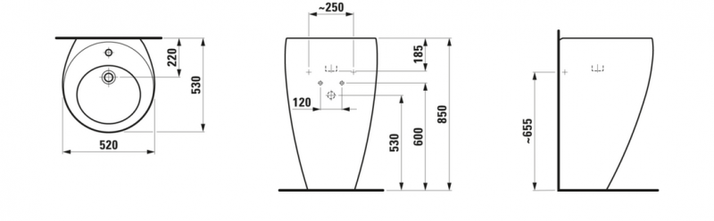 Laufen Alessi One Раковина 52х53х85 см, без отв., цвет: белый