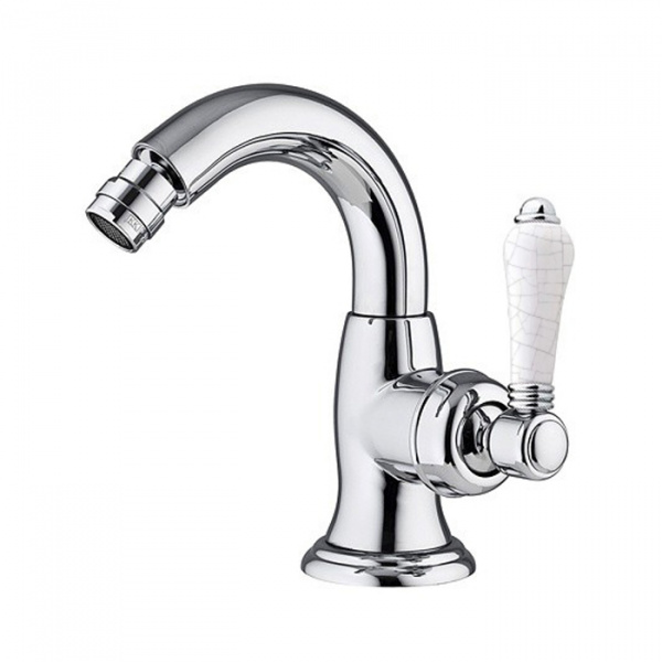 Nicolazzi P.m. Blanc A Смеситель для биде, на 1 отв, с донным клапаном, излив: 132 мм, ручки состаренная керамика, цвет: хром