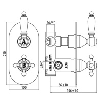 Gattoni Termostatici Термостатический смеситель для душа скрытого монтажа, на 2 выхода, цвет хром