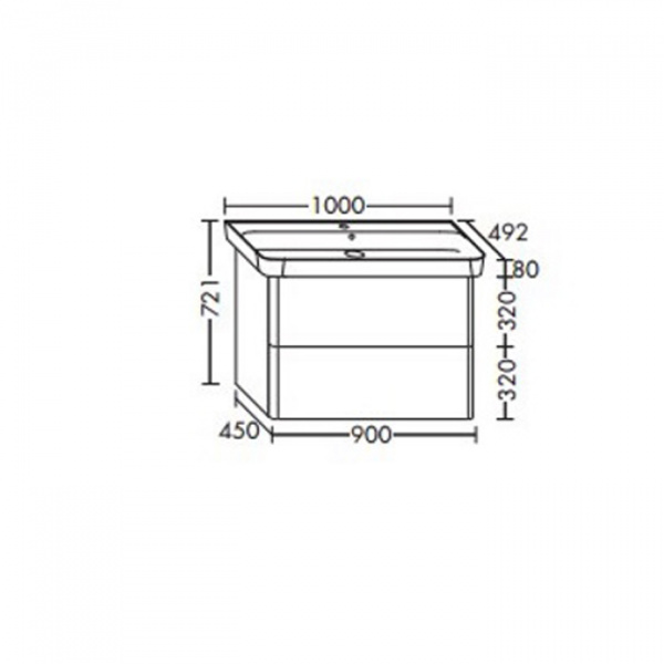 Burgbad Iveo Комплект мебели с раковиной 100см c LED подсветкой тумбы 11Вт без вкл/выкл, цвет: белый глянец