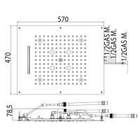 BOSSINI DREAM/3 Верхний душ 570 x 470 мм, 3 режима (дождь, каскад, туман), с 4 LED (белый), блок питания/управления, цвет: античная бронза