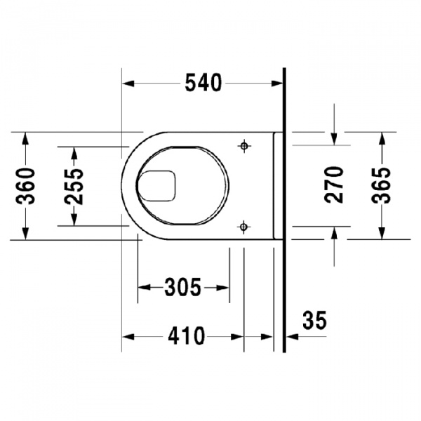 Duravit Starck 3 Унитаз подвесной (без крепления) 54х36 см горизонтальный слив 6л, цвет: белый