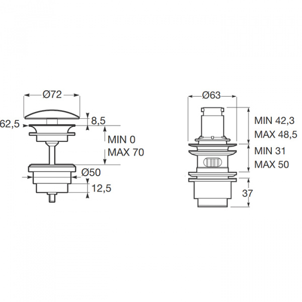 Armani Roca Baia Донный клапан 1&quot1/4 для раковин, цвет: brushed steel