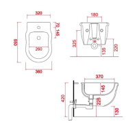 Artceram HERMITAGE Биде подвесное 36х55см с 1 отв под смеситель, с крепежом в комплекте, цвет: черный