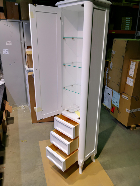 EBAN Rebecca Колонна 44x32x186h, 1 дверца (дверца без стекла, отделка: деревом) SX- петли слева, 3 ящика, цвет: bi assoluto