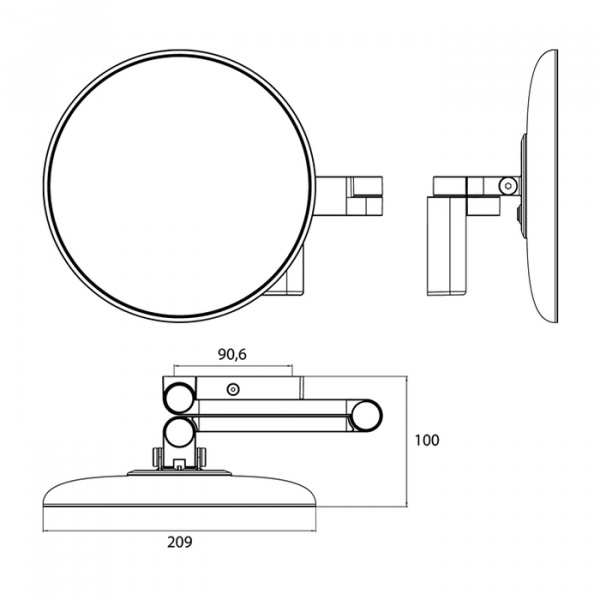 EMCO Evo Зеркало косметическое, LED, Ø209мм,  двойной, ELS, 5x кратное увеличение, подвесной, цвет: черный