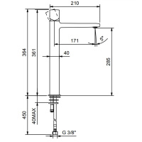 Fantini Lame Смеситель для раковины, 1 отв., без донного клапана, излив 170мм, цвет: хром, черный матовый