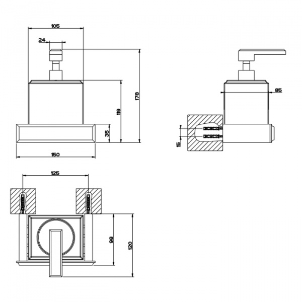 Gessi Eleganza Дозатор для жидкого мыла подвесной, цвет: шлифованное золото/белый