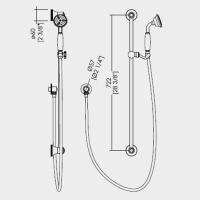 Devon&Devon Black Morris Штанга со скользящей душевой лейкой со шлангом и выпуском, цвет: хром, ручки черные