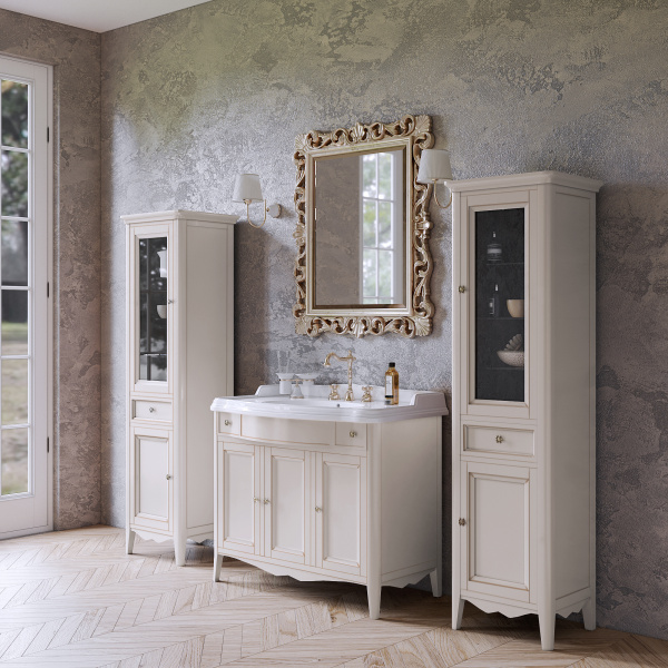 TW Veronica, База с раковиной Simas AR874bi*1 105*56см, с 1отв.,  2 верх.ящ. 3 распашные дверки, доводч. Blum, ручки: Riflesso бронза, цвет: VINTAGE