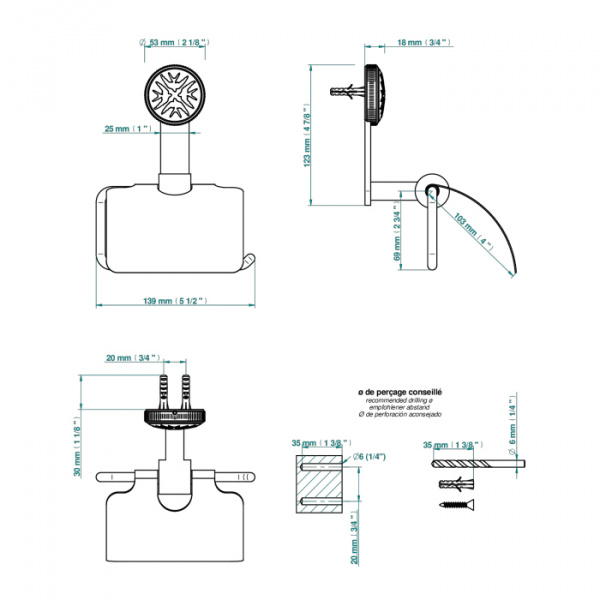 THG Hirondelles Держатель т/б, подвесной, цвет: хром
