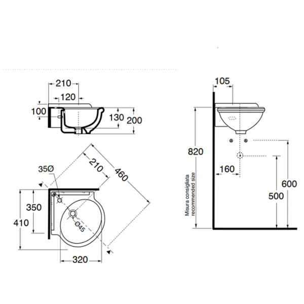 AZZURRA JUBILAEUM Раковина 35х35 см, без отв., цвет: белый