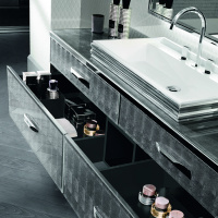 VITAGE milldue edition HILTON Комплект мебели с тумбой под раковину, раковиной ZURIGO81, зеркалом ZURIGO, 180 см, цвет: Alligator silver/сталь