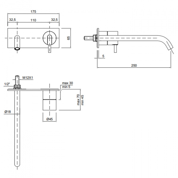 Antonio Lupi Ayati Смеситель для раковины, излив: 258 мм, цвет: полированная сталь