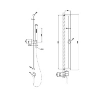 Gessi Shower316 Штанга в комплекте с душевой лейкой с легкой очисткой, шланг 1,50 м, вывод воды из стены, цвет: шлифованная сталь