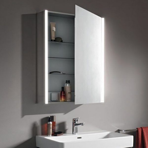 LAUFEN Frame 25 Зеркальный шкафчик, алюминий, 1 двуств. зеркальной дверцей, dx, цвет: белый