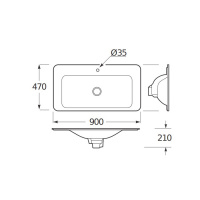 Armani Roca Baia Раковина 90x47 см, 1 отв., встраиваемая сверху, цвет: shagreen dark metallic