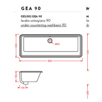 Artceram WASHBASINS GEA Раковина 90х33 см, без отв., цвет: белый