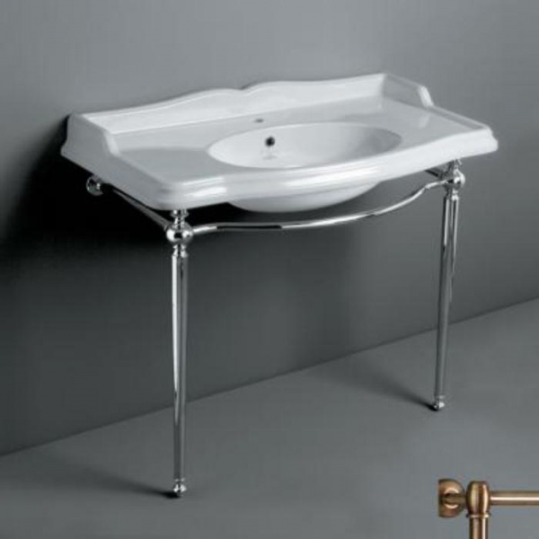 SIMAS Arcade Консоль 90х56см, c белой раковиной на 1 на отв, цвет: консоли bronzo.